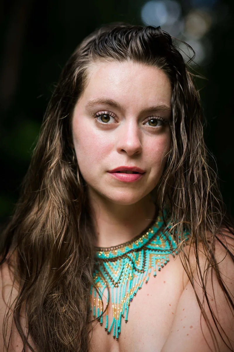 Portrait with a beaded necklace
